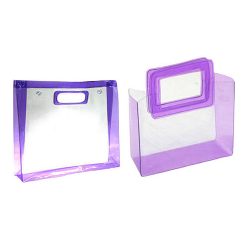 Pvc 10X10 Inches Square Transparent Patch Handle Poly Vinyl Chloride Bags