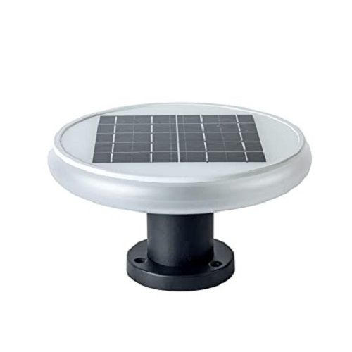 Silver And Black 10X10X31 Centimeter 15 Watts Ip66 Round Aluminium Solar Led Light