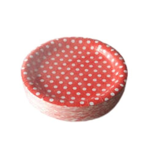 Eco Friendly 12 Inch Red Dot Printed Round Shaped Ecofriendly And Disposable Paper Plates