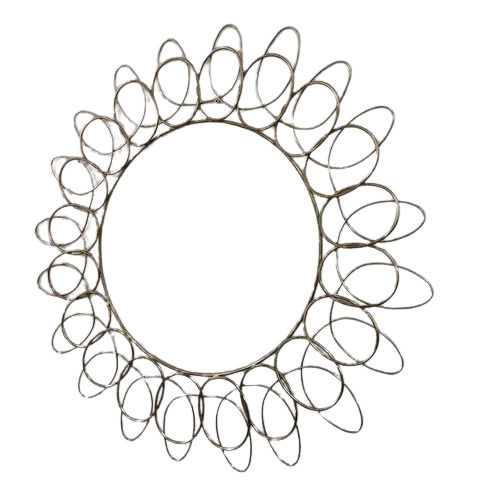 Silver 14 Inches Round Wall Mounted Metal Mirror Frame For Home Decoration