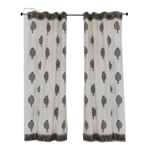 काला 300-500 ग्राम 4X6 फीट होम डेकोरेशन प्रिंटेड कॉटन कर्टन दरवाजे और खिड़की के लिए