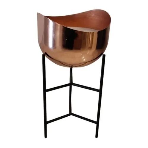 Black And Brown 8 X 3 X 8 Inches Portable Floor Standing Paint Coated Polished Metal Planter