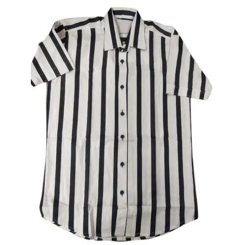 Casual Wear Short Sleeves Striped Cotton Shirt For Mens Age Group: Na