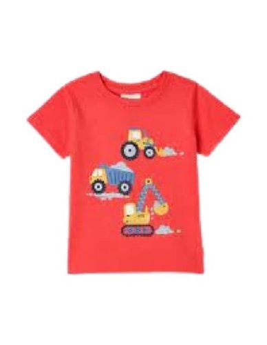  बच्चों के कैज़ुअल वियर हाफ स्लीव राउंड नेक रेड प्रिंटेड कॉटन टी शर्ट