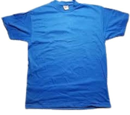  पुरुषों के लिए हाफ स्लीव राउंड नेक ब्लू प्लेन कॉटन कॉज़ल वियर टी शर्ट
