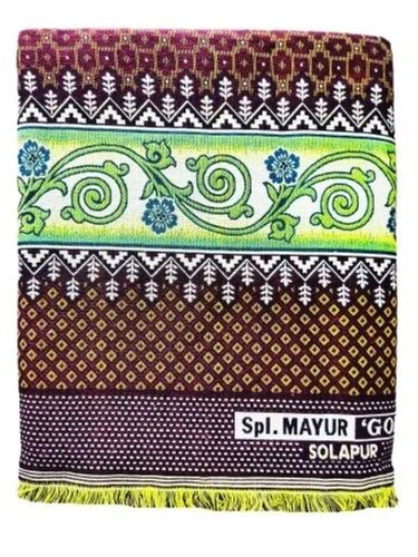 Multicolor Plain Printed Pattern King Size Comfortable Breathable Solapur Bedsheet