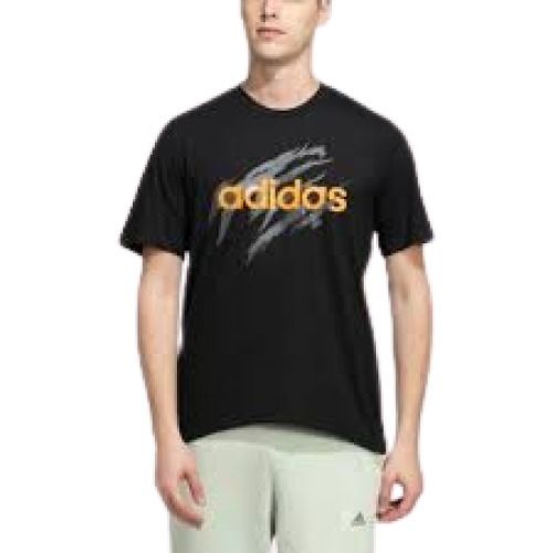 Black Printed Pattern Short Sleeve Casual Wear Adidas T-Shirts For Mens