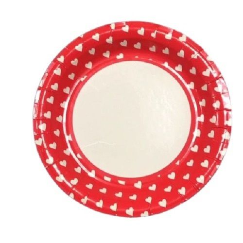 Printed Round Shape Red With White 6 Inch Disposable Paper Plates