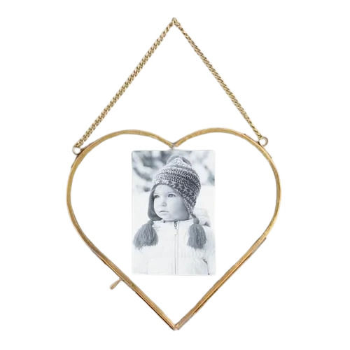 12 Inches Wall Hanging Brass And Glass Photo Frame For Home Decoration