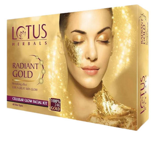 24k Radiant Gold Suitable With All Skin Types Cellular Glow Facial Kit For Ladies