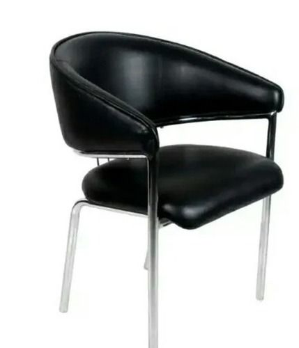 Durable Matte Finished Stainless Steel And Leather Lobby Chair