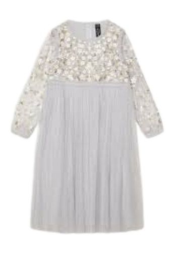 Kids White Full Sleeve Party Wear Silk Dress Age Group: Above 5