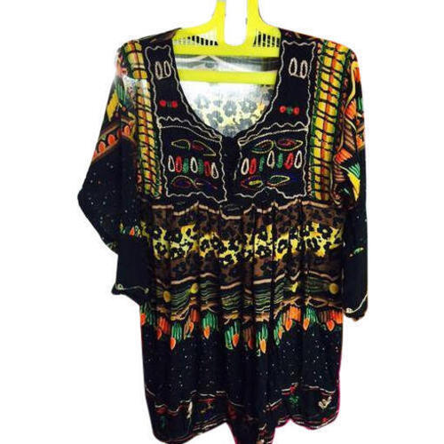 Ladies Breathable 3/4th Sleeves Printed Casual Wear Lycra Top