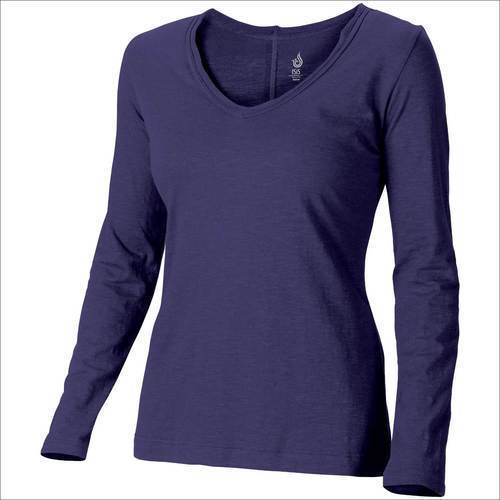 Ladies Full Sleeves Plain Cotton T Shirt For Casual Wear