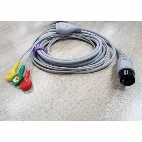 3.5 Meter Length 6 Pin Latex Free 3 Lead Ecg Cable