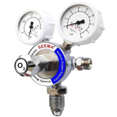 6.4*4.9*13 Cm Round Steel Medical Oxygen Flow Regulator For Hospital Use Color Code: Silvery White