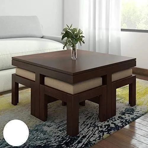 घरों और होटलों के लिए ब्राउन स्क्वायर पॉलिश डिजाइनर लकड़ी की मेज