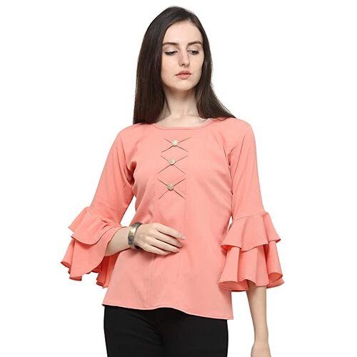 Casual Wear Girls Full Sleeve Plain Chiffon Western Top