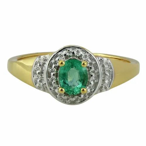 Emerald Diamond Gold Ring 2.53 Gms - Shape: Round