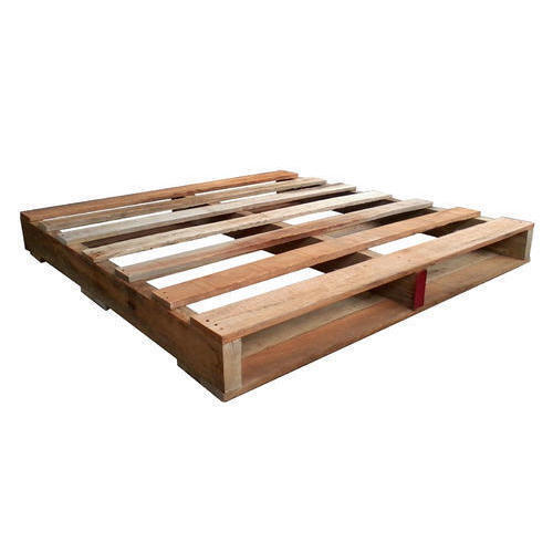 Industrial Rubber Wood Pallet - 2 Way Entry, 18 mm Thickness, Load Capacity 800 Kg | Natural Color, 24 Kg Weight