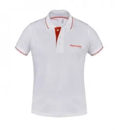 White And Red Plain Half Sleeves Collar Neck Promotional Polo Mens T-Shirt