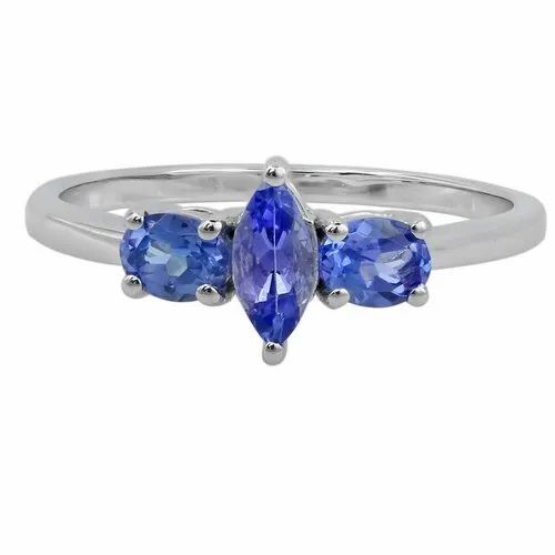 White Gold Tanzanite Ring 10K Carat - Shape: Round