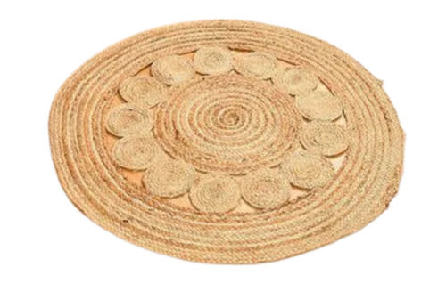 6.2 mm Thick Round Jute Handmade Floor Carpet, Size 15 Inches