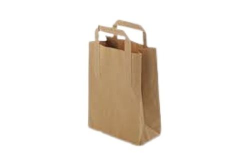 Recyclable Eco Friendly Square Shape Hand Length Handle Brown Plain Paper Bag