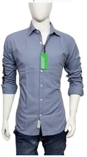 Mens Solid Pain Full Sleeves Casual Cotton Shirts For Regular Wear Chest Size: 38 Cm