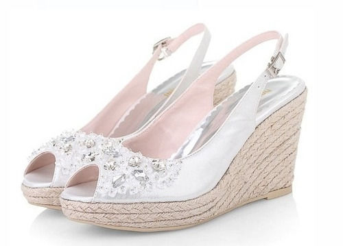 White Plastic High Heel Wedges Bata Ladies Sandal For Women