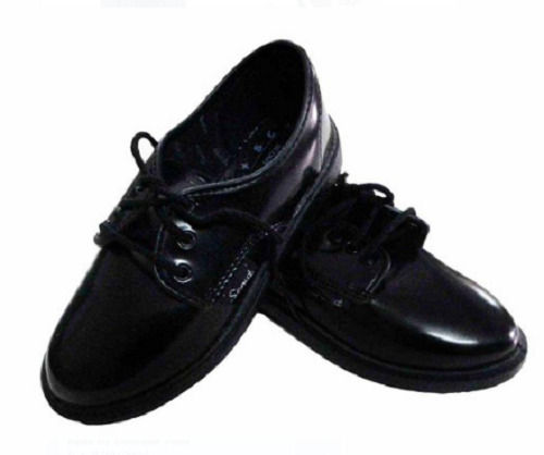 Black Semi Round Plastic Canvas Boys School Shoes