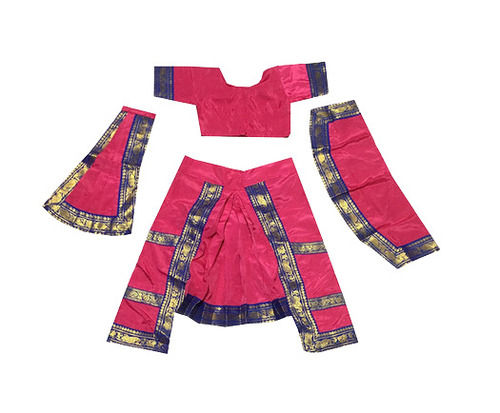 Synthetic Bharatanatyam Classical Dance Costume For Kids