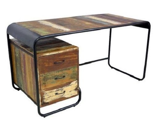 Wood And Steel Material Office Table