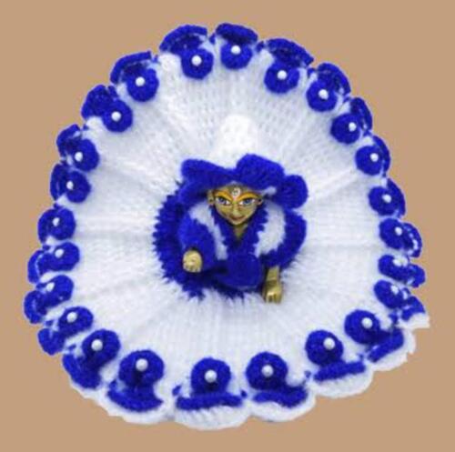 Blue And White Designer Woolen God Dress For Laddu Gopal Statue