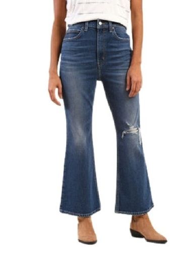 Blue Plain Pattern Regular Fit And Boot Cut Jeans For Ladies at Best Price  in Tirupur