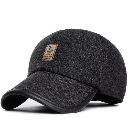 Unisex Black Fitted Plain Cotton Sports Cap