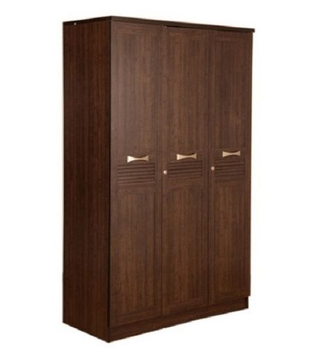 Machine Made 76X47X20 Inches Matt Finish Three Door Wooden Almirah For Indoor Furniture