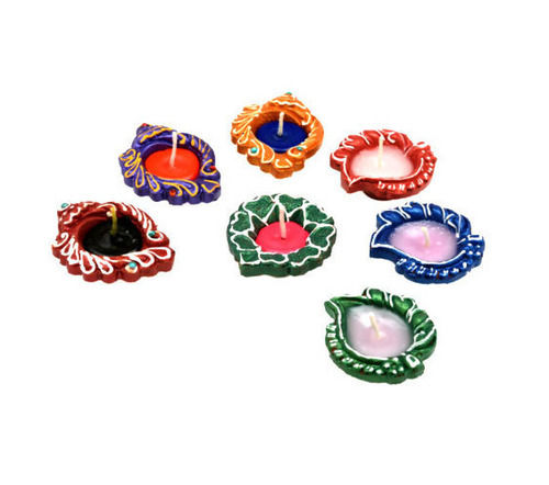 Decorative Multicolor Handmade Painted Diwali Terracotta Diya For Outdoor Use