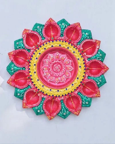 Handmade Multicolor Decorative Pooja Thali Diya For Diwali Festival