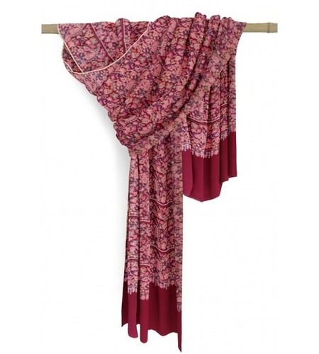 Maroon Casual Wear Printed Wool Shawls For Ladies