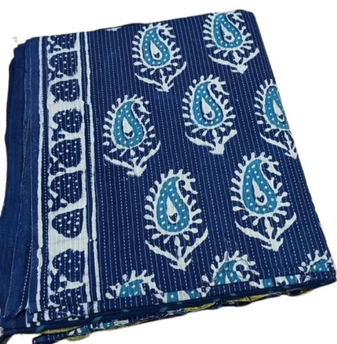 Blue Printed Unstitched Cotton Polyester Salwar Suit For Ladies