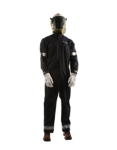 Black 6 X 0.5 Feet Full Sleeves Nylon And Cotton Arc Flash Suit For Men