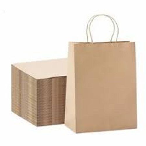 Brown Eco Friendly And Recycled Paper Grocery Bags (Size 20 X 10 X 40 Cm)