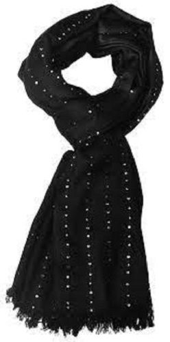Fancy And Comfortable Black Silk Viscose Stole, Length 1.5 Feet