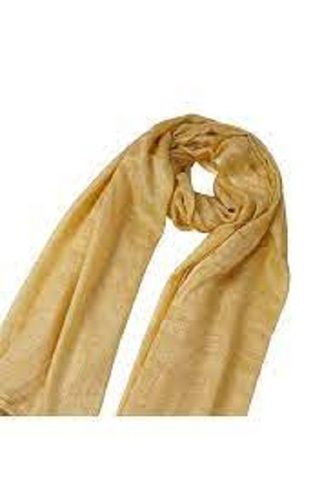 Fashionable And Washable Light Yellow Plain And Light Weight Cotton Stoles