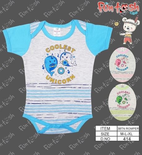 White Half Sleeves Printed Cotton Baby T-Shirt For Daily Wear