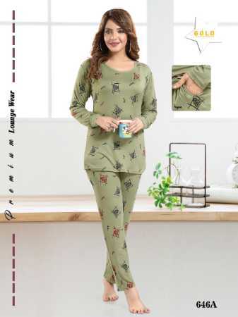 Casual Printed Full Sleeves Night Suits for Women