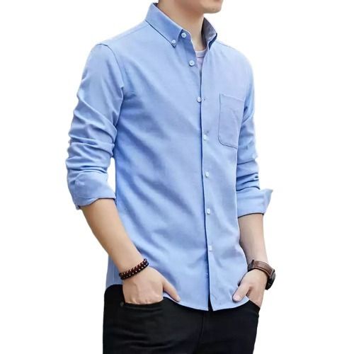 Plain Full Sleeve Style Breathable Formal Wear Cotton Shirt For Men Collar Style: Straight