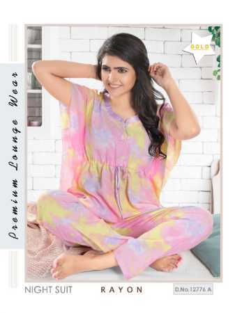 Tie Die Short Sleeves Night Suits with Relaxed Fitting