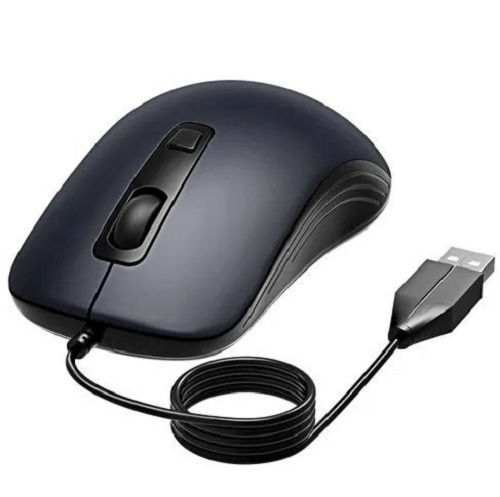 Black 1.2 Meter Long Wired Abs Plastic Computer Mouse, Size 11 X 6 X 4 Cm